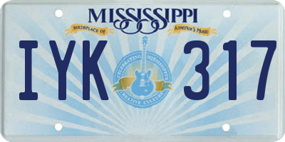 MS license plate IYK317