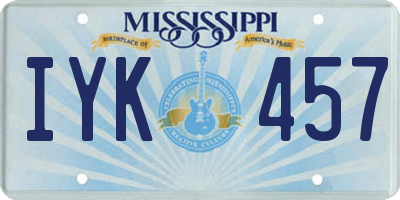 MS license plate IYK457