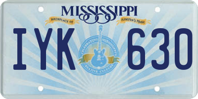MS license plate IYK630
