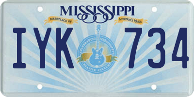 MS license plate IYK734