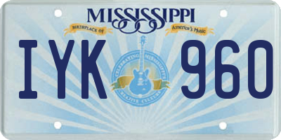 MS license plate IYK960