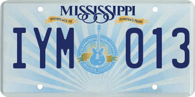 MS license plate IYM013