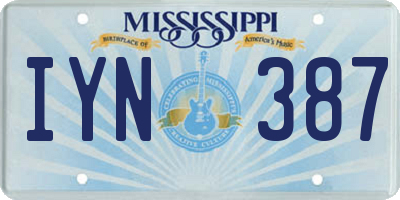 MS license plate IYN387