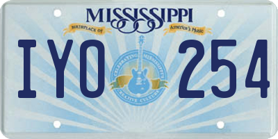 MS license plate IYO254