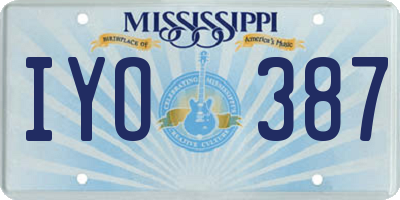MS license plate IYO387