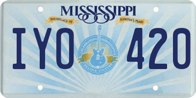 MS license plate IYO420