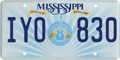 MS license plate IYO830