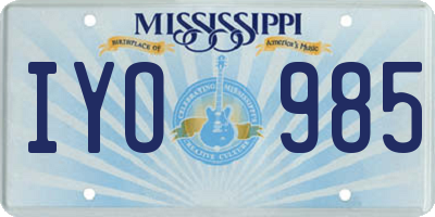 MS license plate IYO985