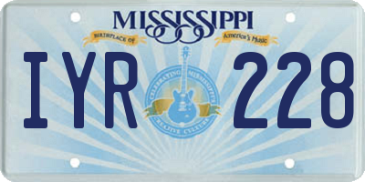 MS license plate IYR228