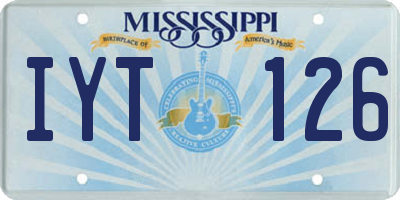 MS license plate IYT126