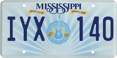 MS license plate IYX140