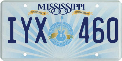 MS license plate IYX460