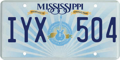 MS license plate IYX504