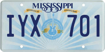 MS license plate IYX701