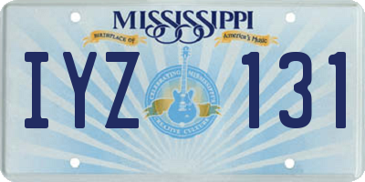 MS license plate IYZ131