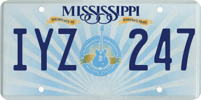 MS license plate IYZ247