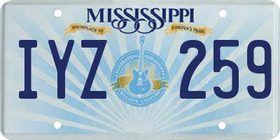 MS license plate IYZ259