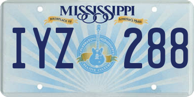 MS license plate IYZ288