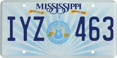 MS license plate IYZ463