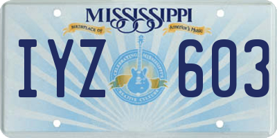 MS license plate IYZ603