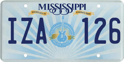 MS license plate IZA126