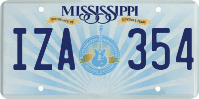 MS license plate IZA354