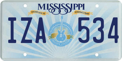 MS license plate IZA534
