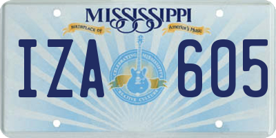 MS license plate IZA605