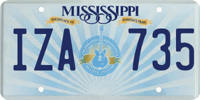 MS license plate IZA735