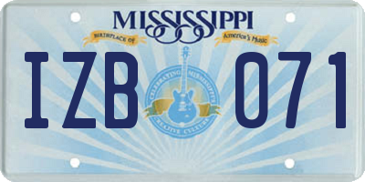 MS license plate IZB071