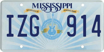 MS license plate IZG914