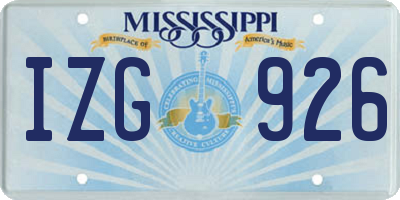 MS license plate IZG926