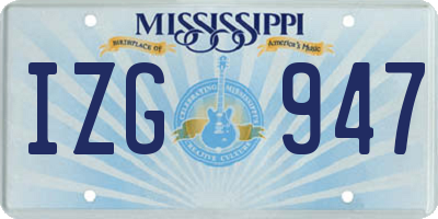 MS license plate IZG947