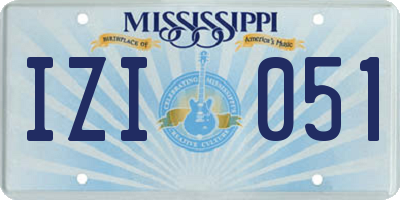 MS license plate IZI051