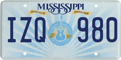 MS license plate IZQ980