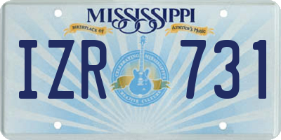 MS license plate IZR731