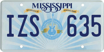 MS license plate IZS635