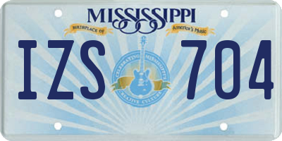 MS license plate IZS704