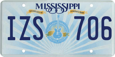 MS license plate IZS706