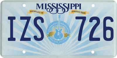 MS license plate IZS726