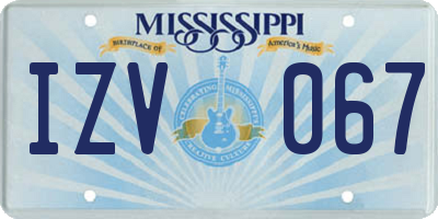 MS license plate IZV067