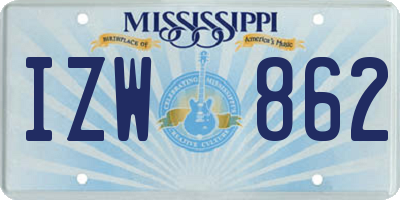 MS license plate IZW862