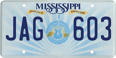 MS license plate JAG603