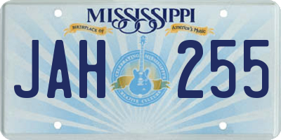 MS license plate JAH255