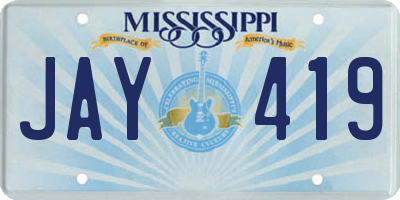 MS license plate JAY419