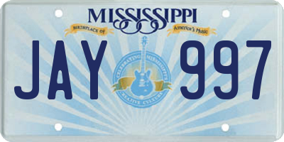 MS license plate JAY997