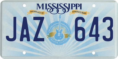 MS license plate JAZ643