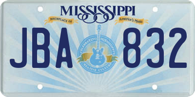 MS license plate JBA832