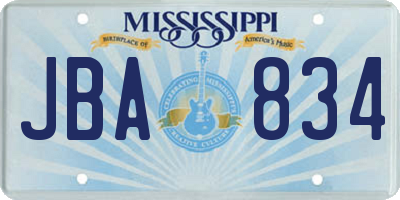 MS license plate JBA834