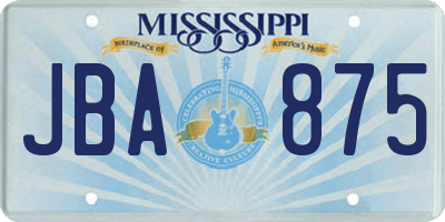 MS license plate JBA875